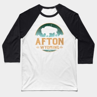 Vintage 1950's style Elk Horn Arch Afton WY Wyoming retro travel decal sticker state map Baseball T-Shirt